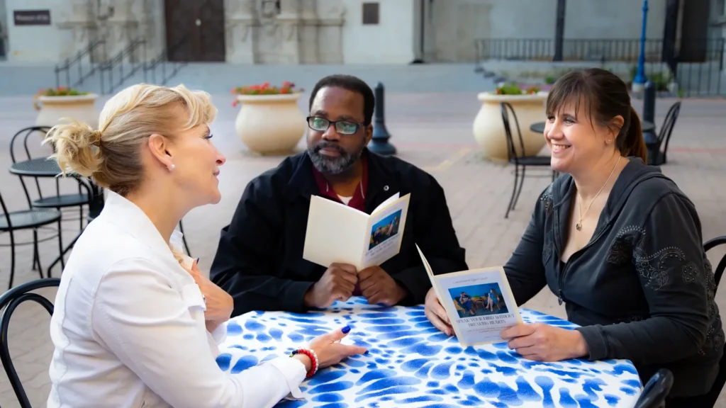Mona meeting at Balboa Park with a couple