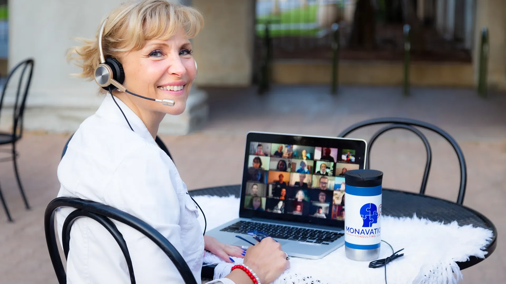 Mona on zoom with multiple people